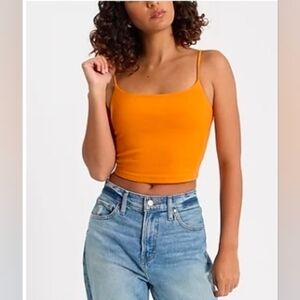 NWT Express XL Body Contour Cropped Cami Stretch Cotton Scoop Neck Curry/Orange